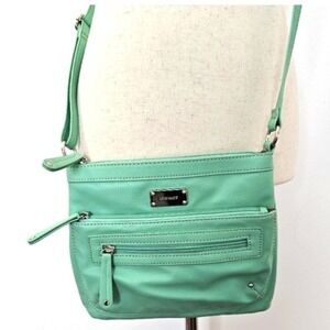 Nine West Mint Green Crossbody Bag Multi Pocket Zip Front Adjustable Strap